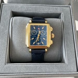 Michele Watch: Deco Gold with leather strap sets